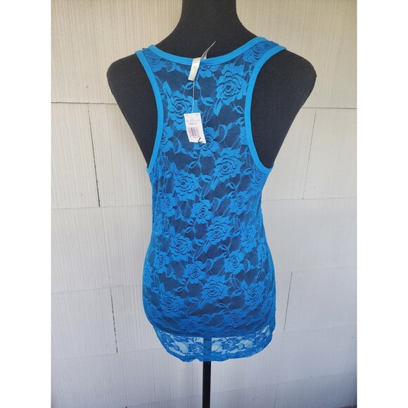 New Color Story Floral Lace Stretchy Tank Top Size Large L Razorback Cover - Picture 3 of 7